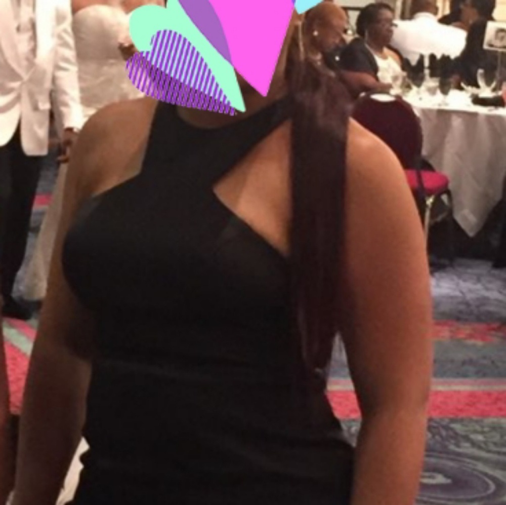 Black floor length Ball/Mardi Gras/Prom